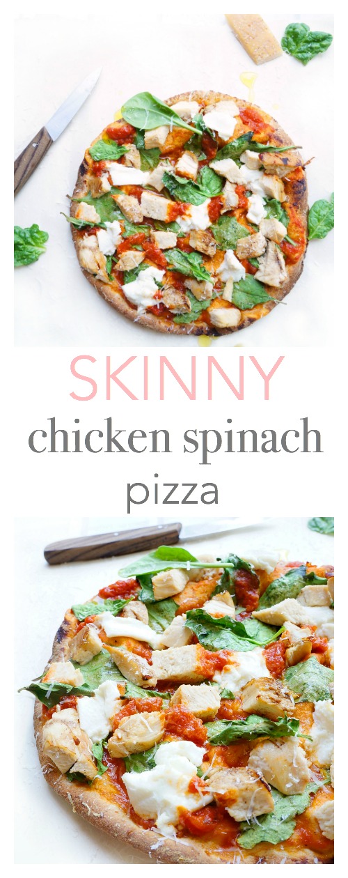 Slimmed Down Chicken & Spinach Pizza