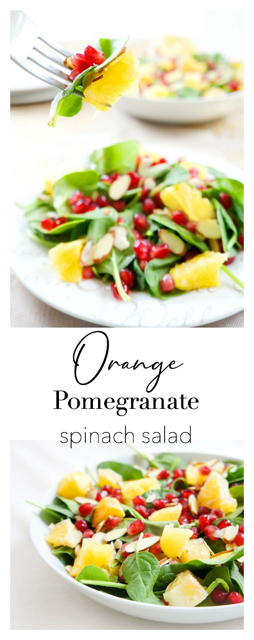 Collage of Spinach, Orange & Pomegranate Salad