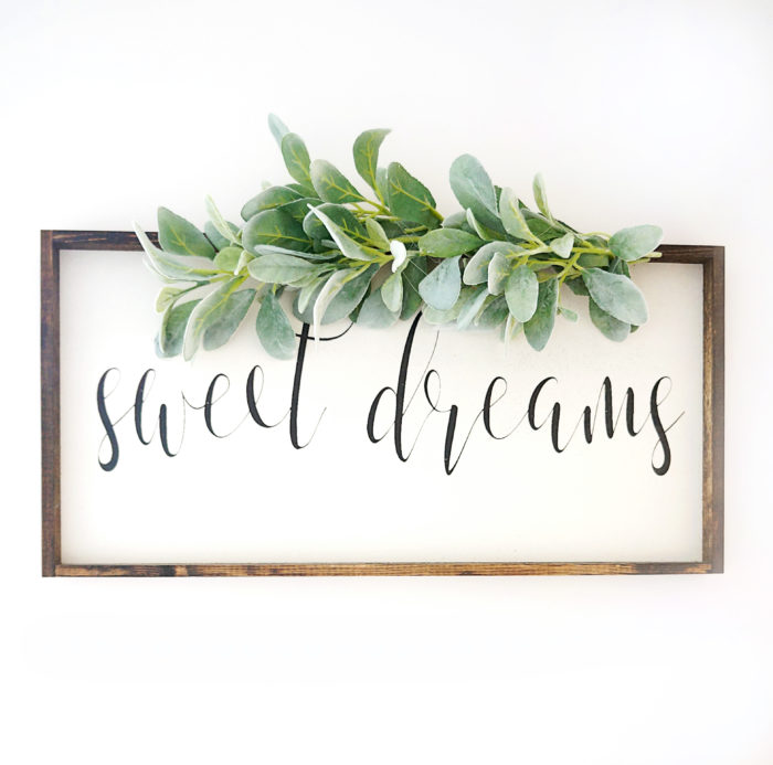 A sweet dreams sign for neutral baby nursery wall art