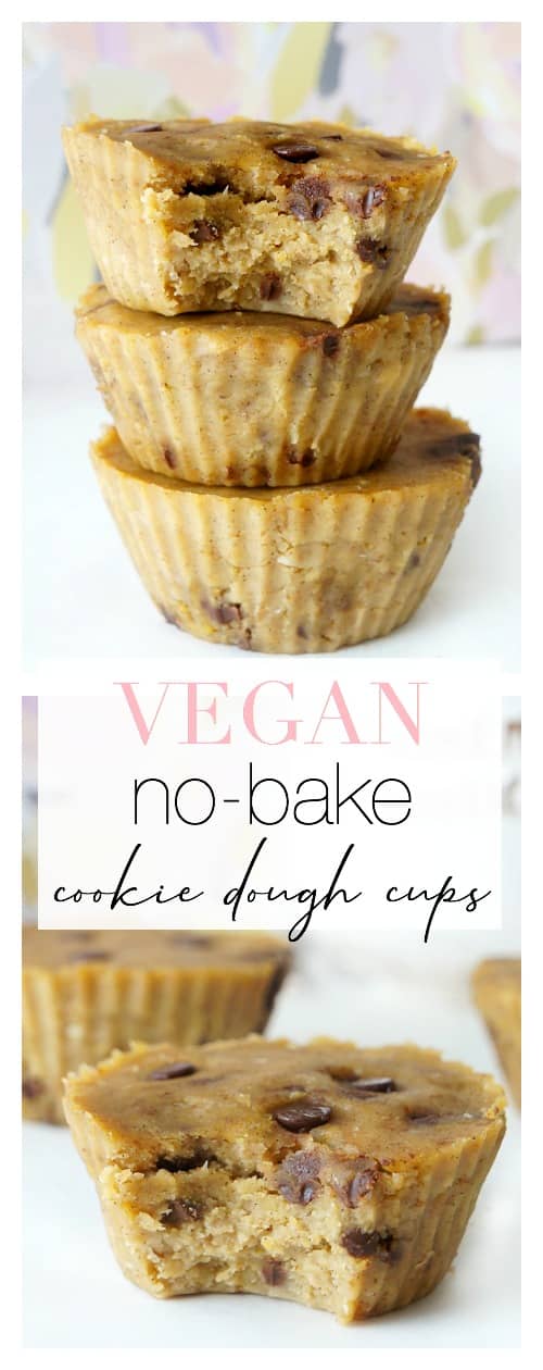 Collage of No-Bake Healthy Cookie Dough Cups - Vegan