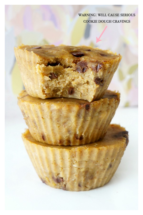 Stack of No-Bake Healthy Cookie Dough Cups