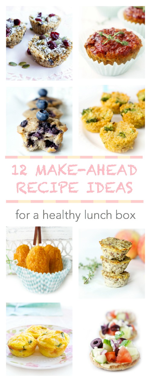 Collage with text: 12 make-ahead recipe ideas