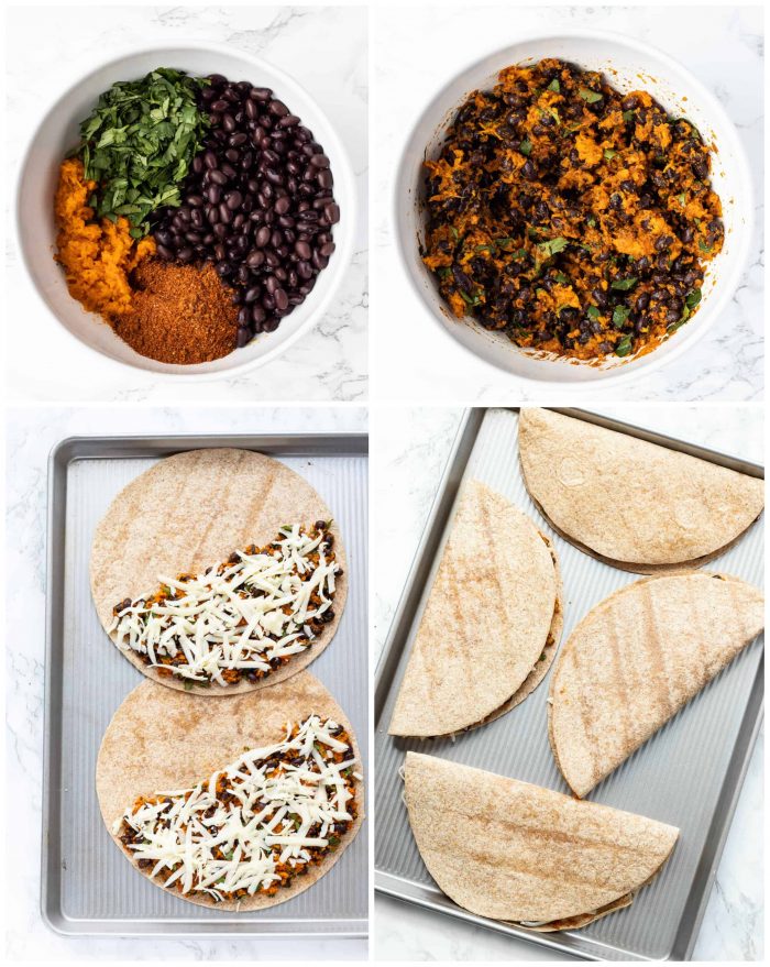 collage for how to make quesadillas