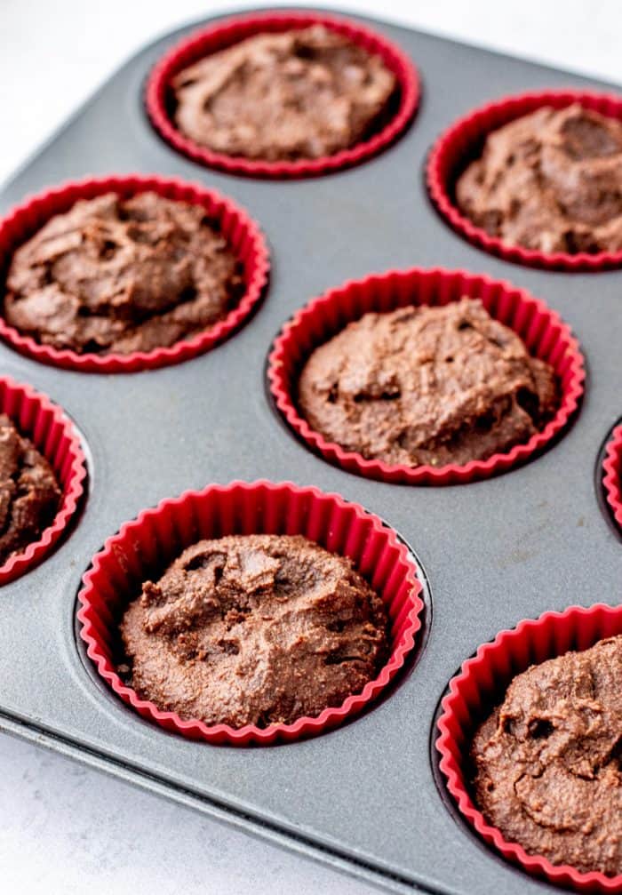 baked brownies in a muffin tin close up