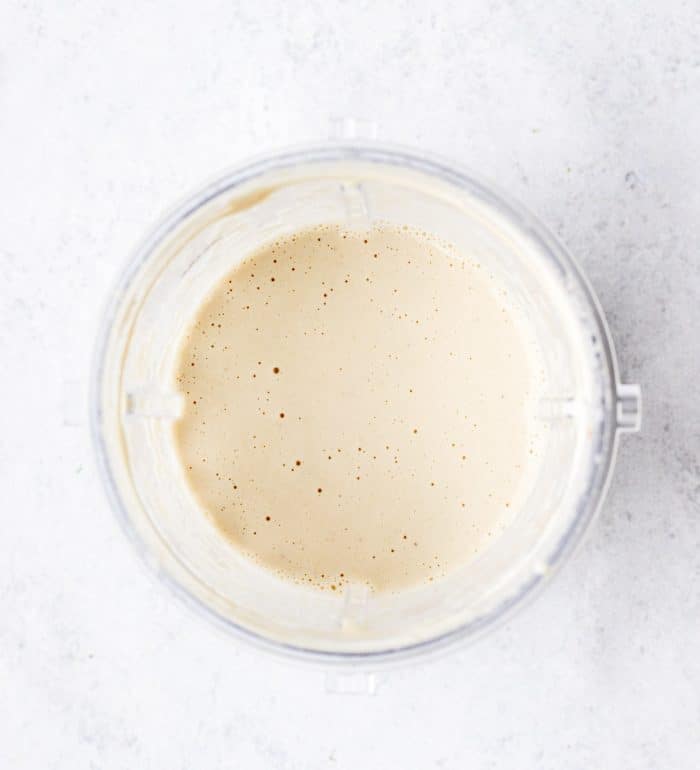 The cashew cream after being blended.