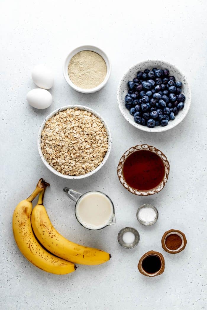 Ingredients to make the healthy oatmeal muffins recipe.